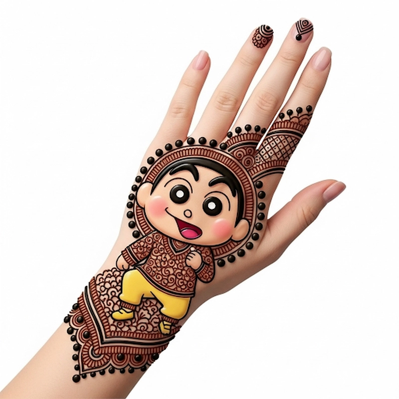 shinchan mehndi design simple full hand