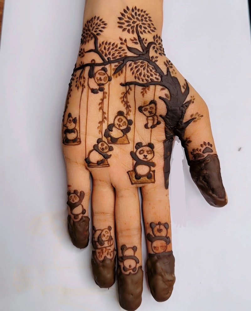 small panda mehndi design