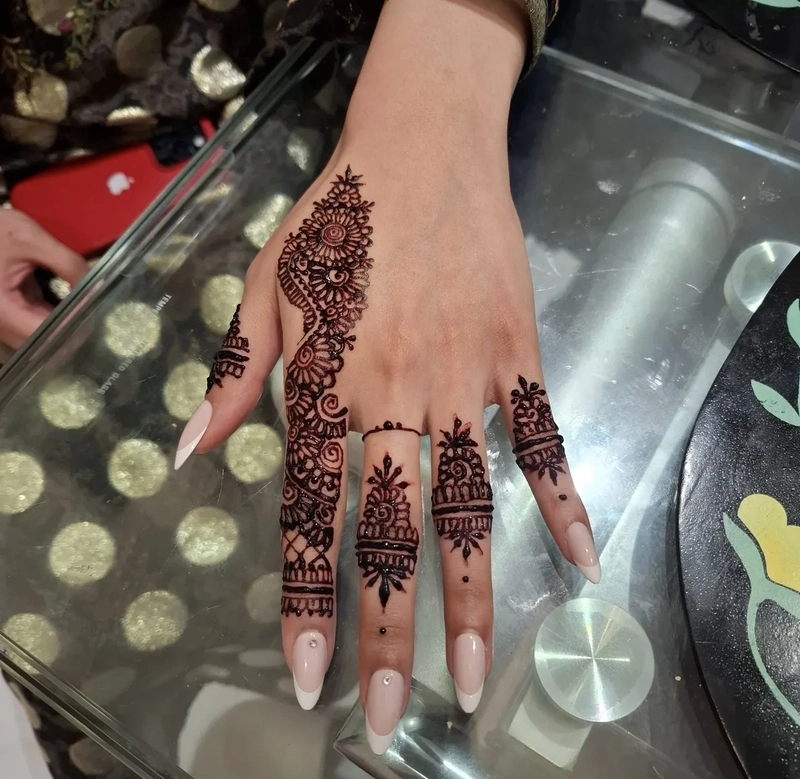 stylish mehndi design only fingers
