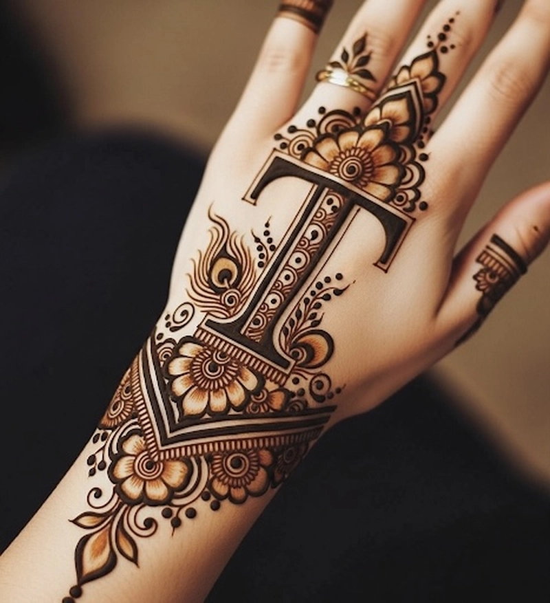t letter mehndi design simple and beautiful