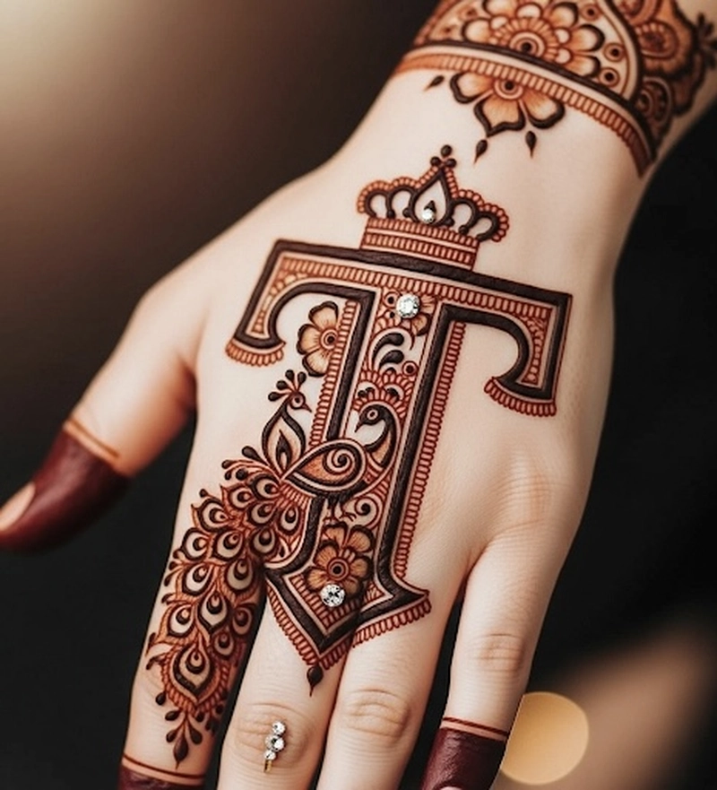 t name tattoo mehndi design