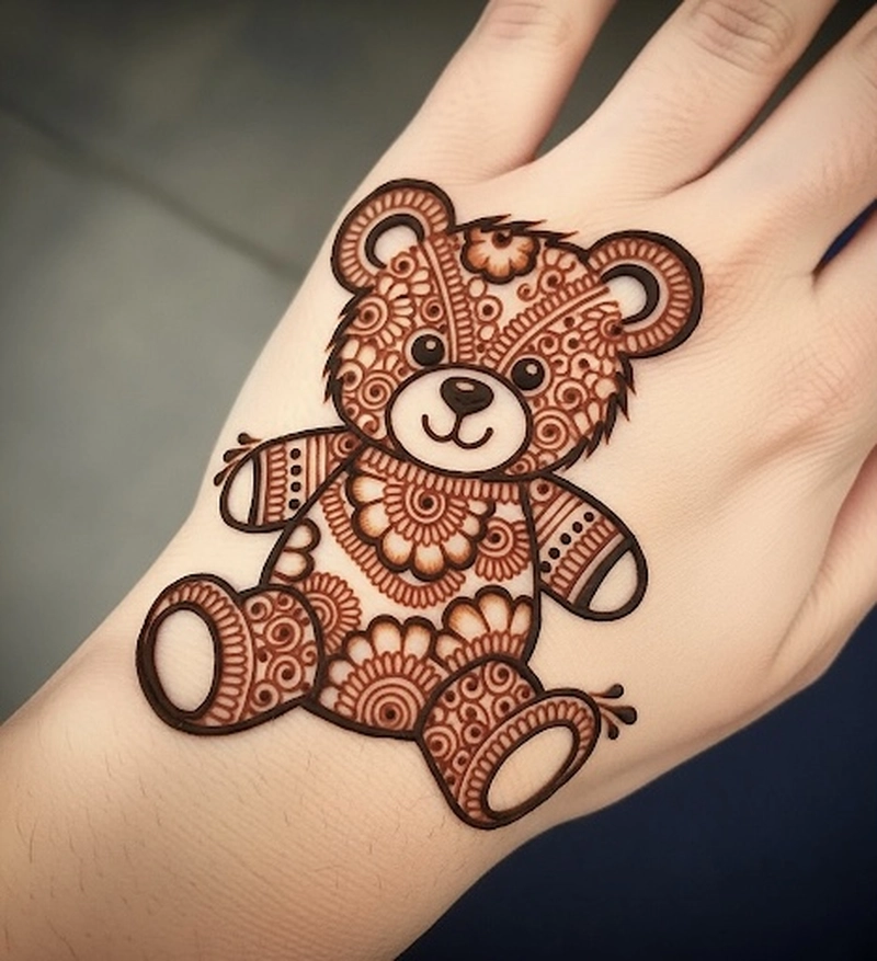 teddy bear henna design