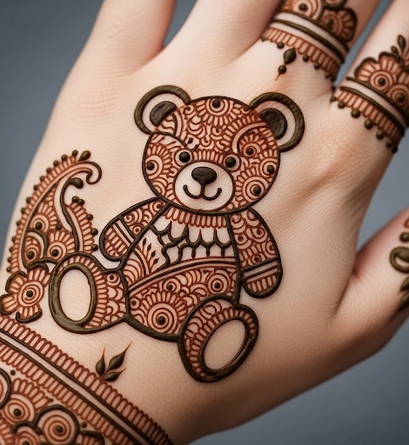 teddy bear tattoo mehndi design