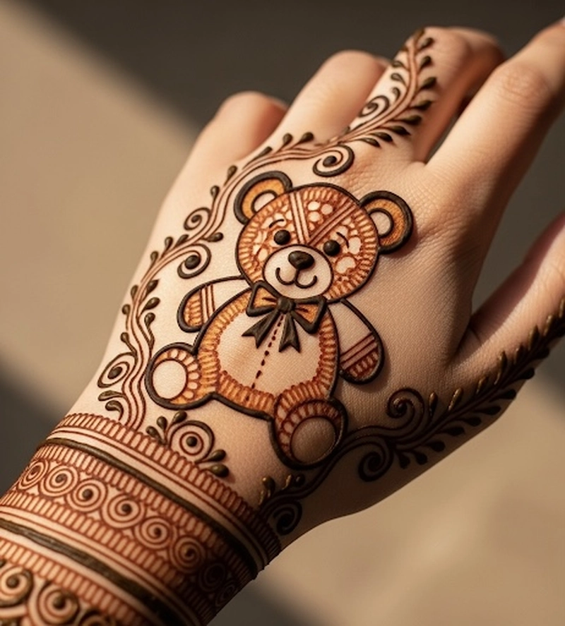 teddy bear wali mehndi design