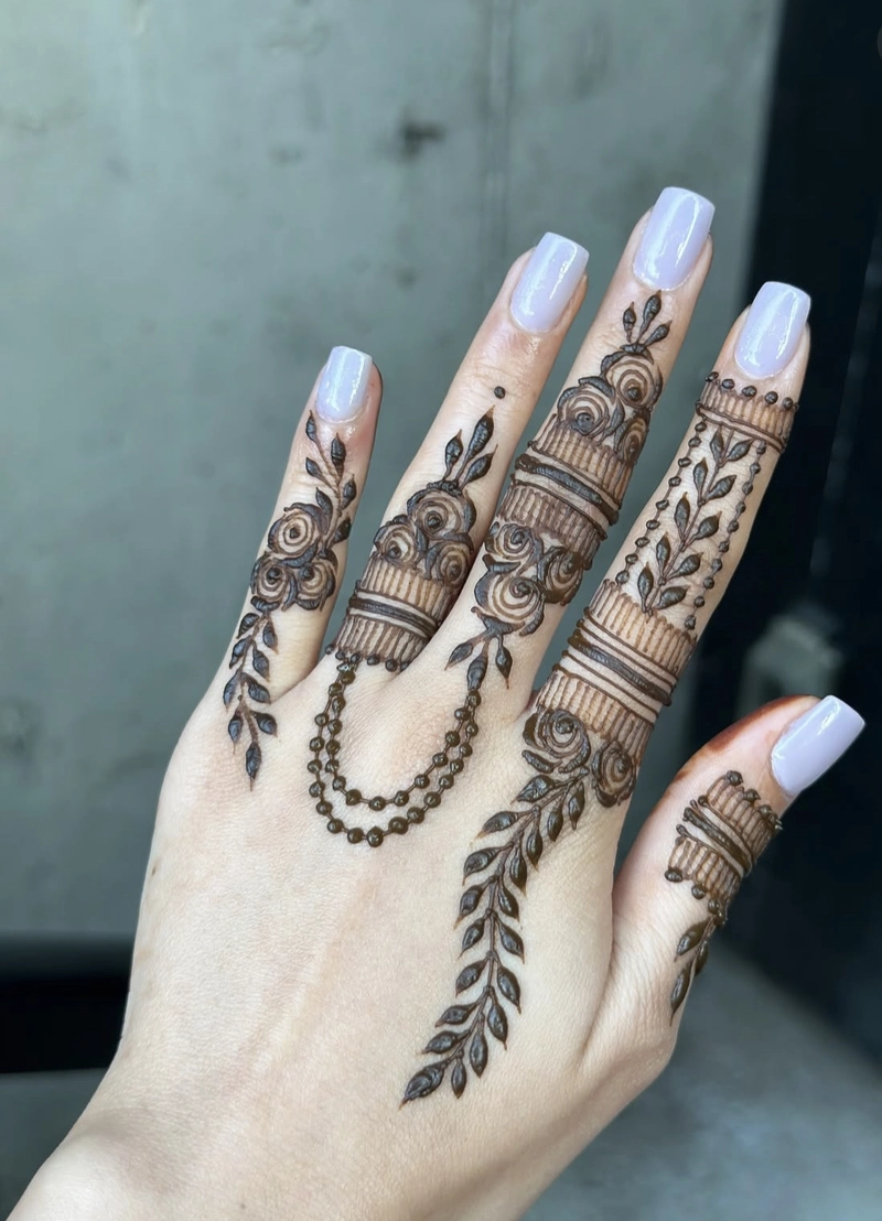 ungli par mehndi design photo