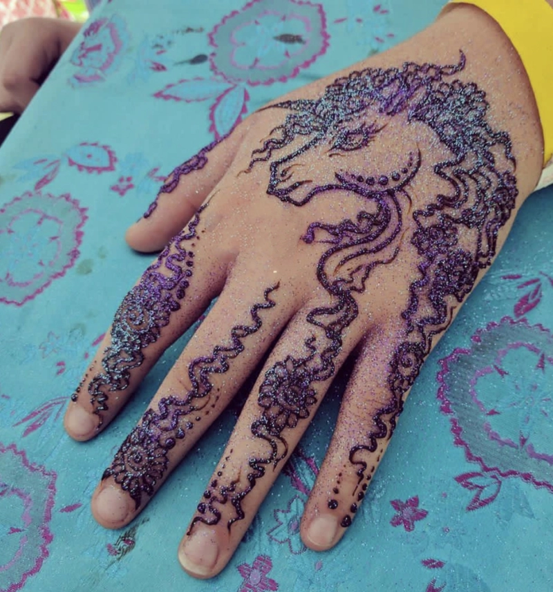 unicorn mehndi design easy full hand