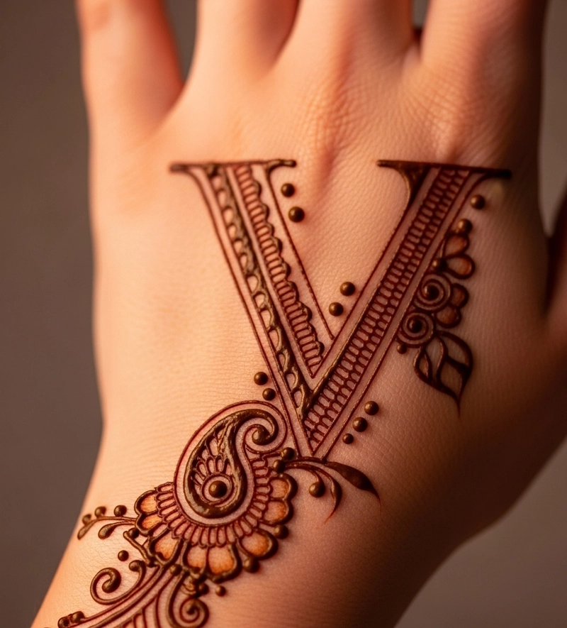 v naam ki mehndi design