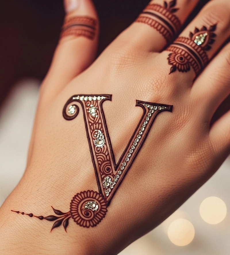 v name ka mehndi designs