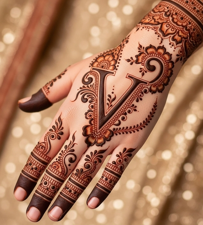 v type mehndi design