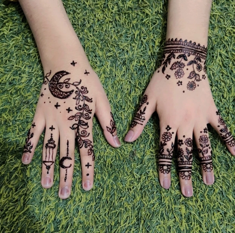 chand wali mehndi design simple