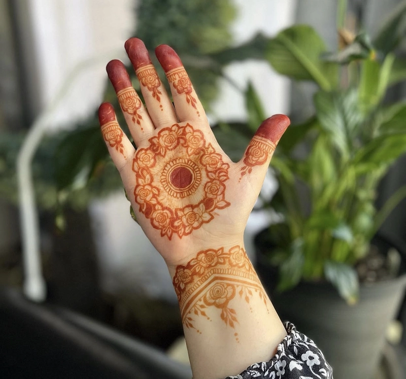 easy rose flower mehndi design