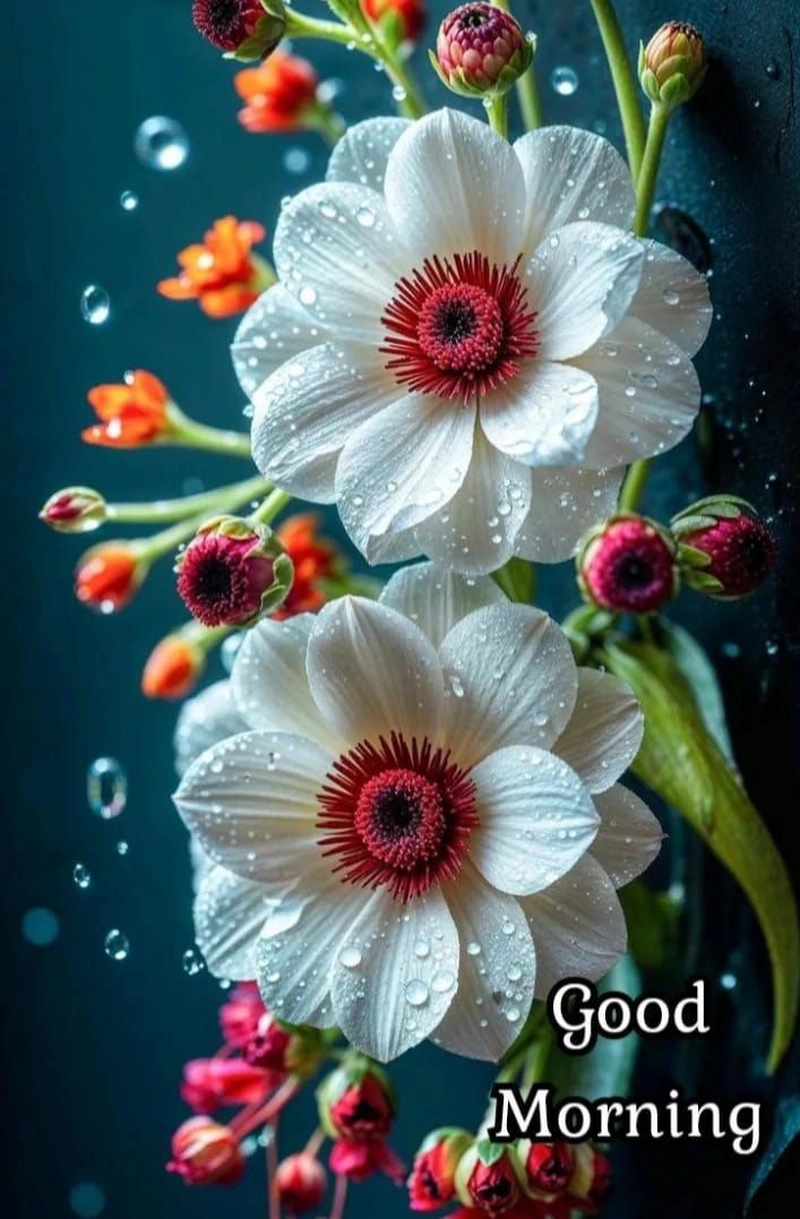 good morning beautiful with flowers