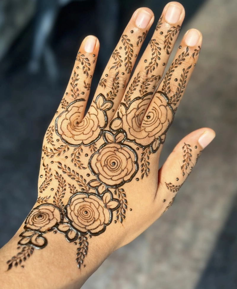 henna rose flower mehndi design