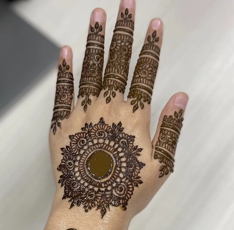mandala mehndi design front hand