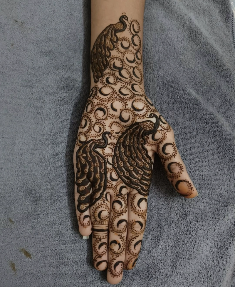 peacock mehndi design back hand arabic