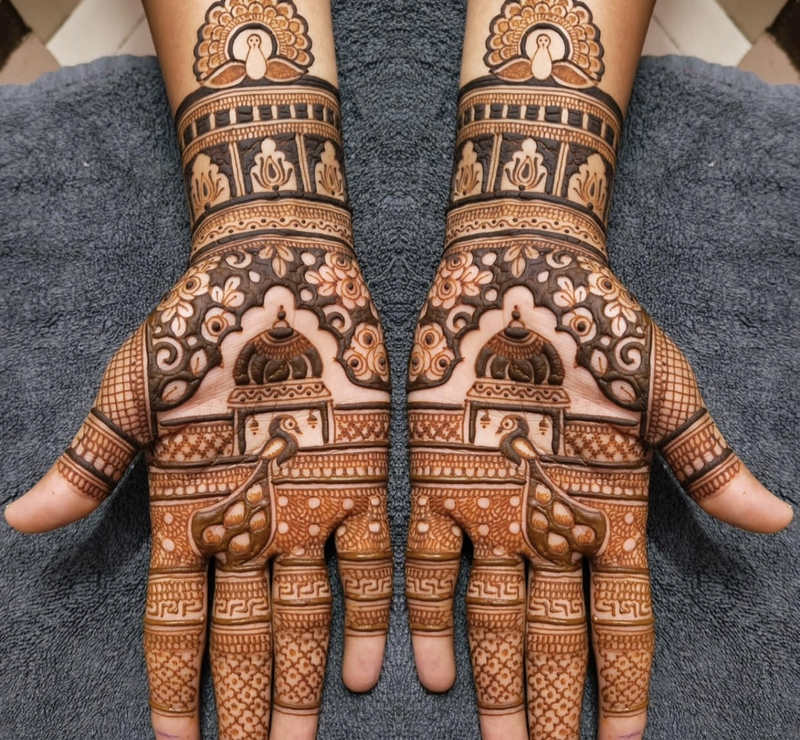 peacock mehndi design back hand