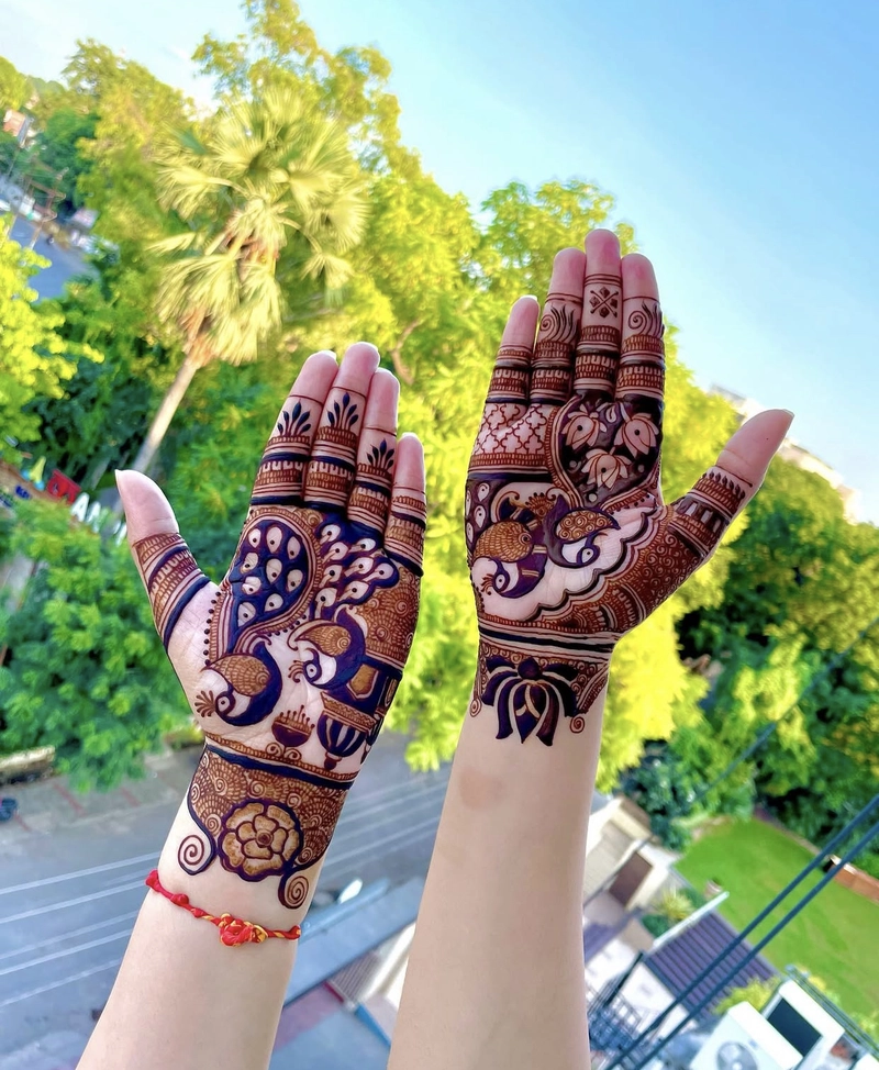peacock mehndi design simple front hand
