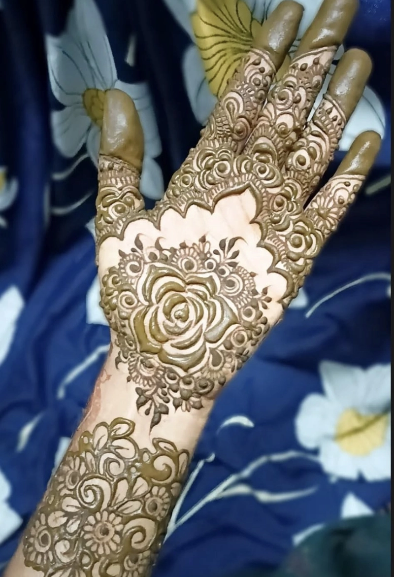 rose flower mehndi design full hand