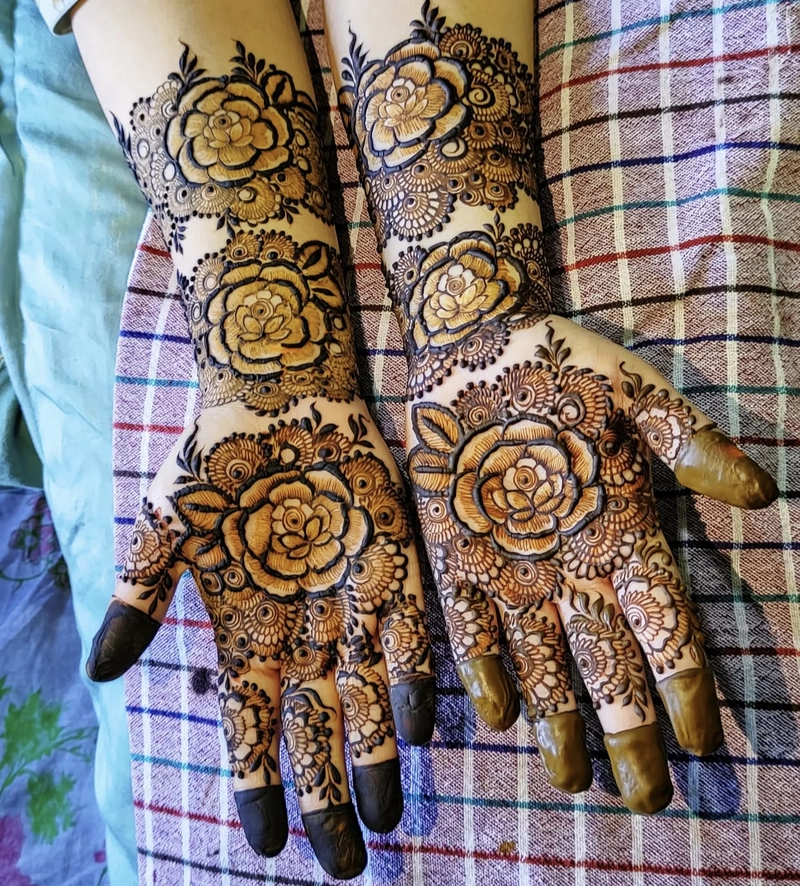 rose flower mehndi designs full hand