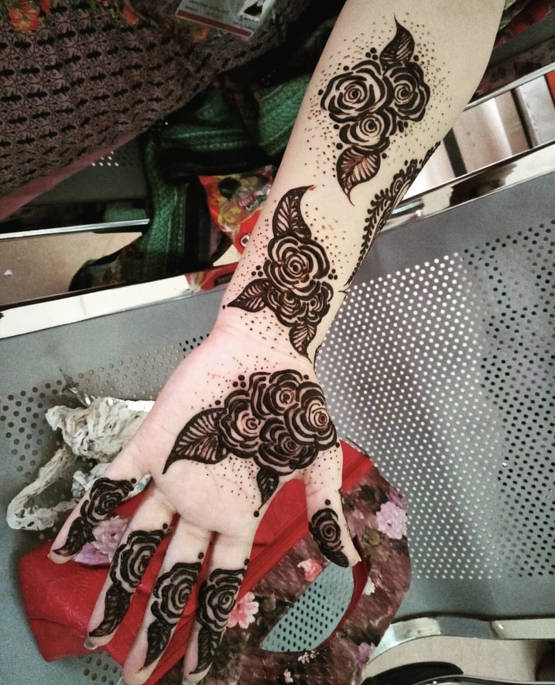 rose flower mehndi tattoo design