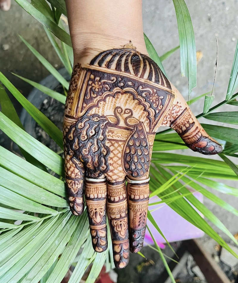 unique peacock mehndi design