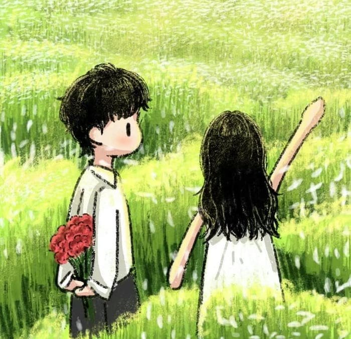 aesthetic cartoon couple dp