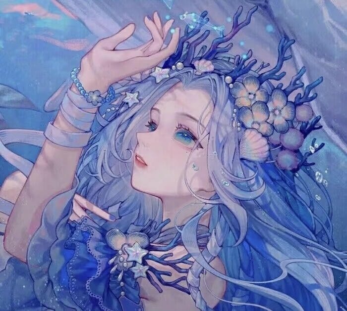 blue tone anime girl dp