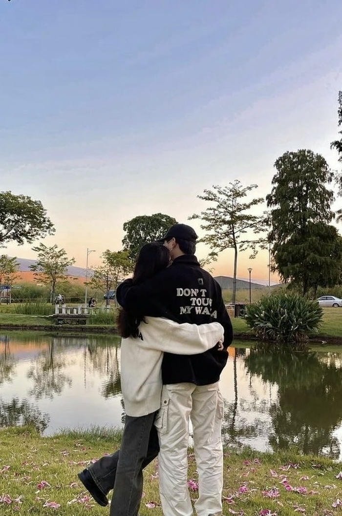 couple love hug profile