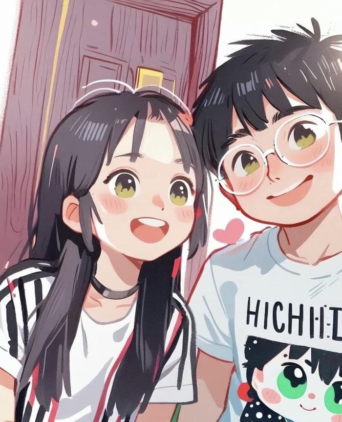 cute pose cartoon couple dp