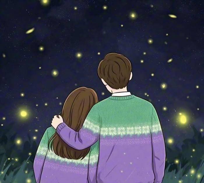 simple cartoon couple dp