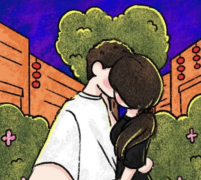 soft cartoon couple dp